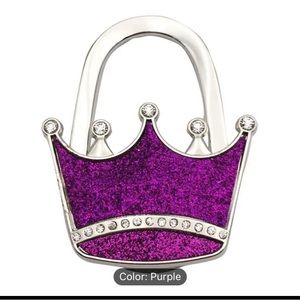 1pc Metal Crown Shape Hooks Handbag Bag Purse Hanger Table Hook Shimmery Desk